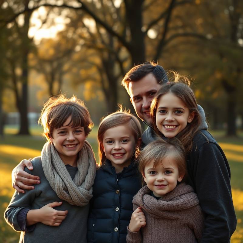 Fotografia de família em um parque